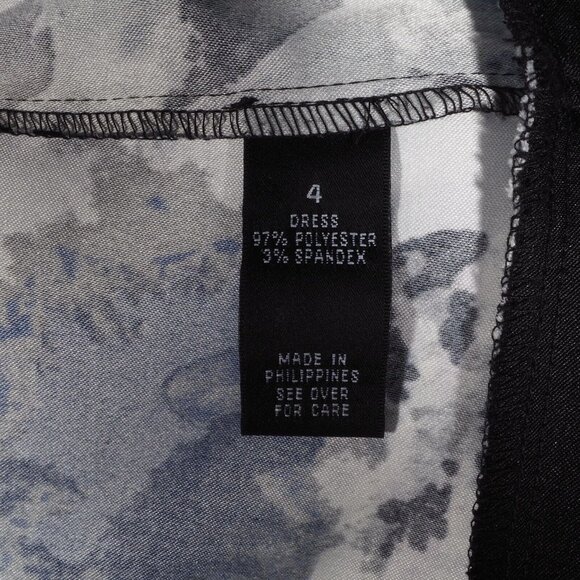 AB Studio Dress Womens Size 4 Abstract Floral Print Blue Black White Sleeveless - Picture 10 of 10
